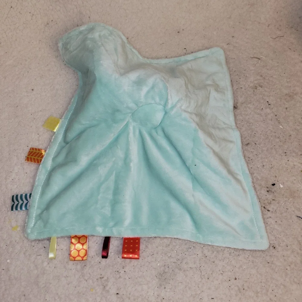BRIGHT STARTS Taggies Gray Elephant Lovey Security Blanket Leaves Tactile Tags‎